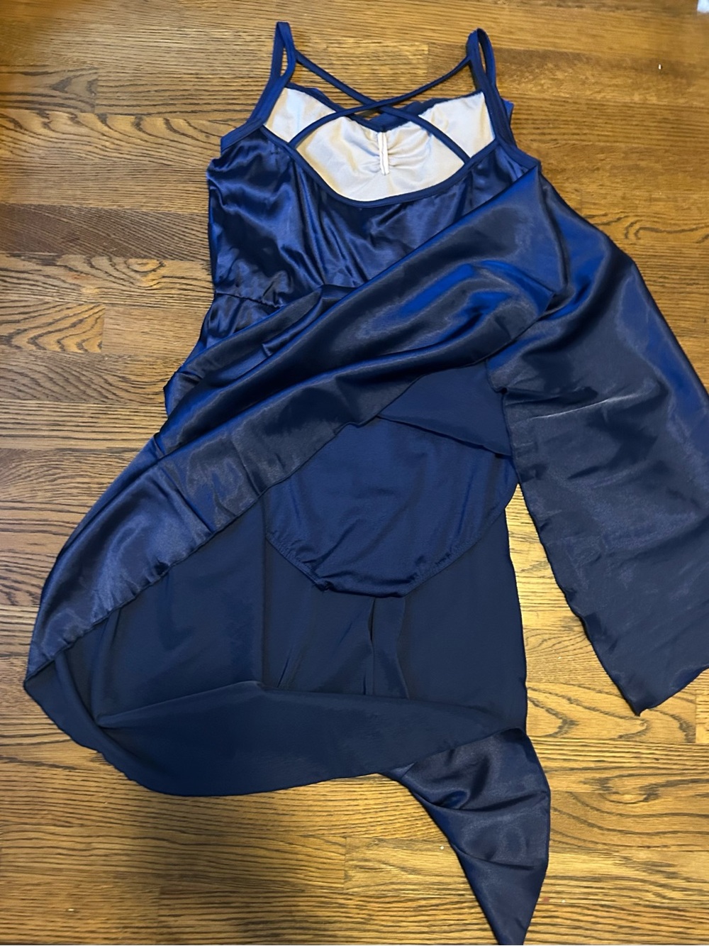 Weissman Navy Satin Cowl Neck Midi Dress 0142 - Picture 11 of 13
